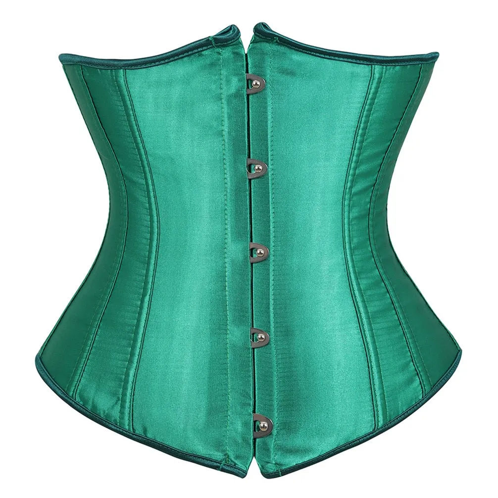 Underbust Corset Women's Underwear Waist Slimming Body Shaper Corset Top for Women Steampunk Lace-up Corset Belt White