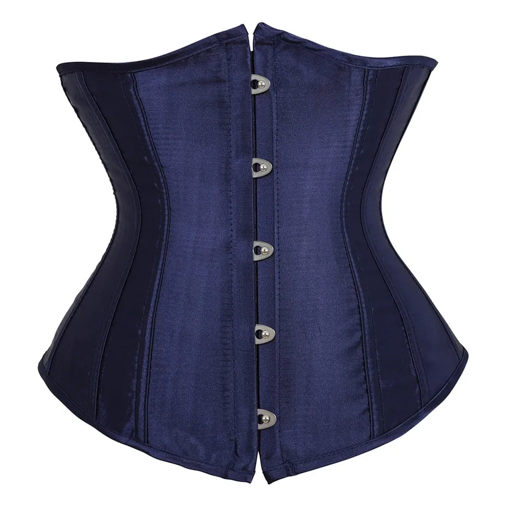 Underbust Corset Women's Underwear Waist Slimming Body Shaper Corset Top for Women Steampunk Lace-up Corset Belt White