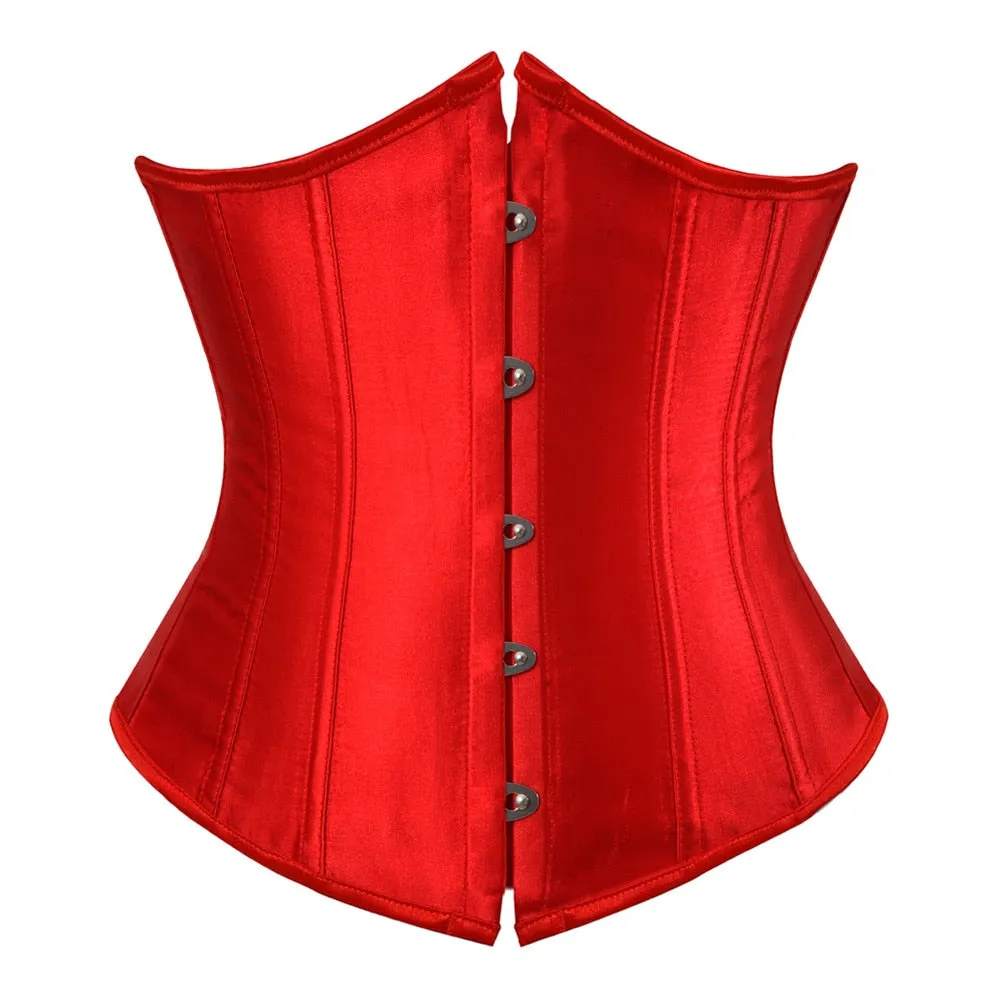 Underbust Corset Women's Underwear Waist Slimming Body Shaper Corset Top for Women Steampunk Lace-up Corset Belt White
