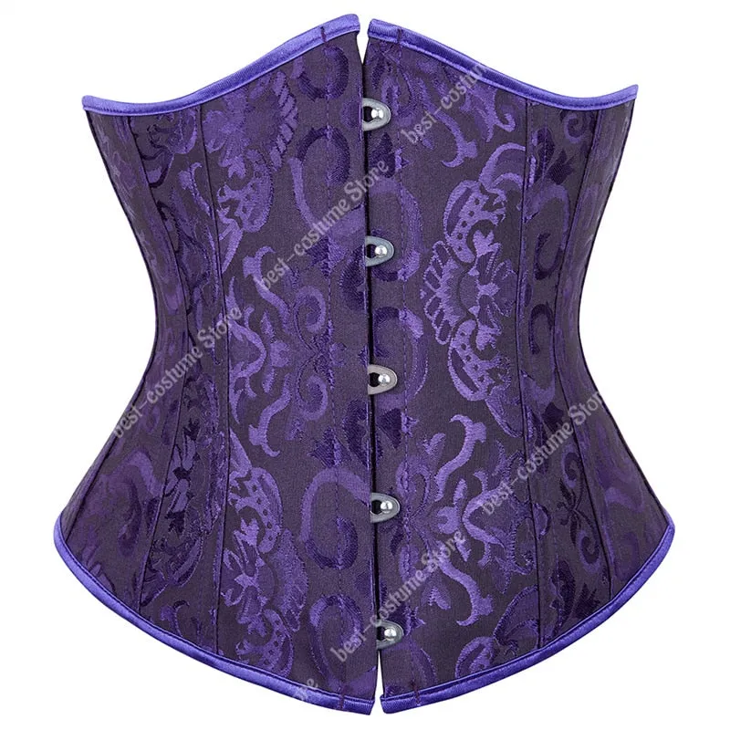Underbust Corset Women's Underwear Waist Slimming Body Shaper Corset Top for Women Steampunk Lace-up Corset Belt White