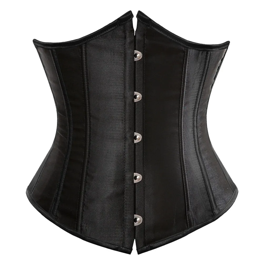 Underbust Corset Women's Underwear Waist Slimming Body Shaper Corset Top for Women Steampunk Lace-up Corset Belt White