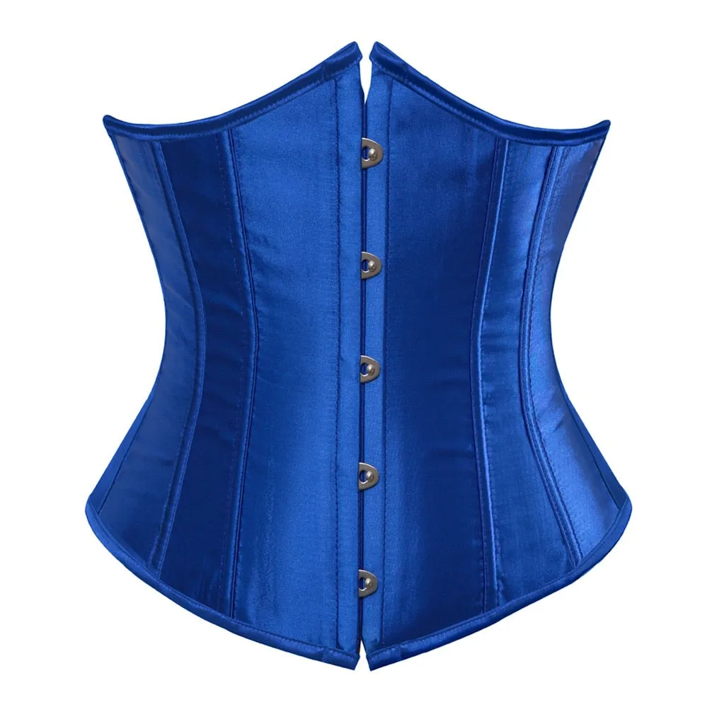 Underbust Corset Women's Underwear Waist Slimming Body Shaper Corset Top for Women Steampunk Lace-up Corset Belt White