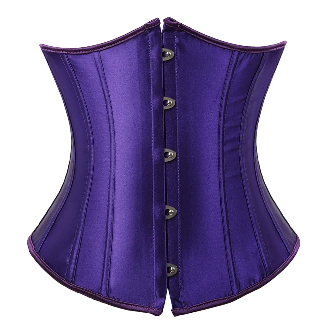 Underbust Corset Women's Underwear Waist Slimming Body Shaper Corset Top for Women Steampunk Lace-up Corset Belt White