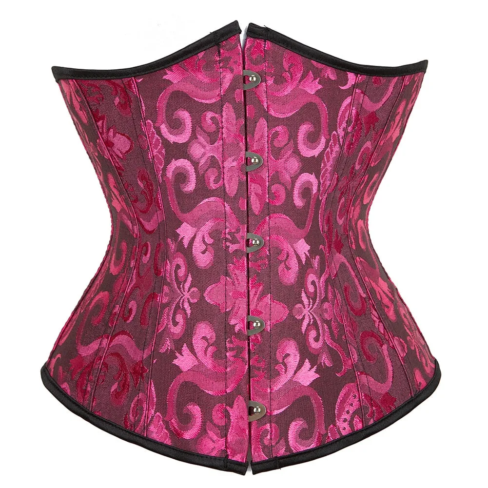 Underbust Corset Women's Underwear Waist Slimming Body Shaper Corset Top for Women Steampunk Lace-up Corset Belt White