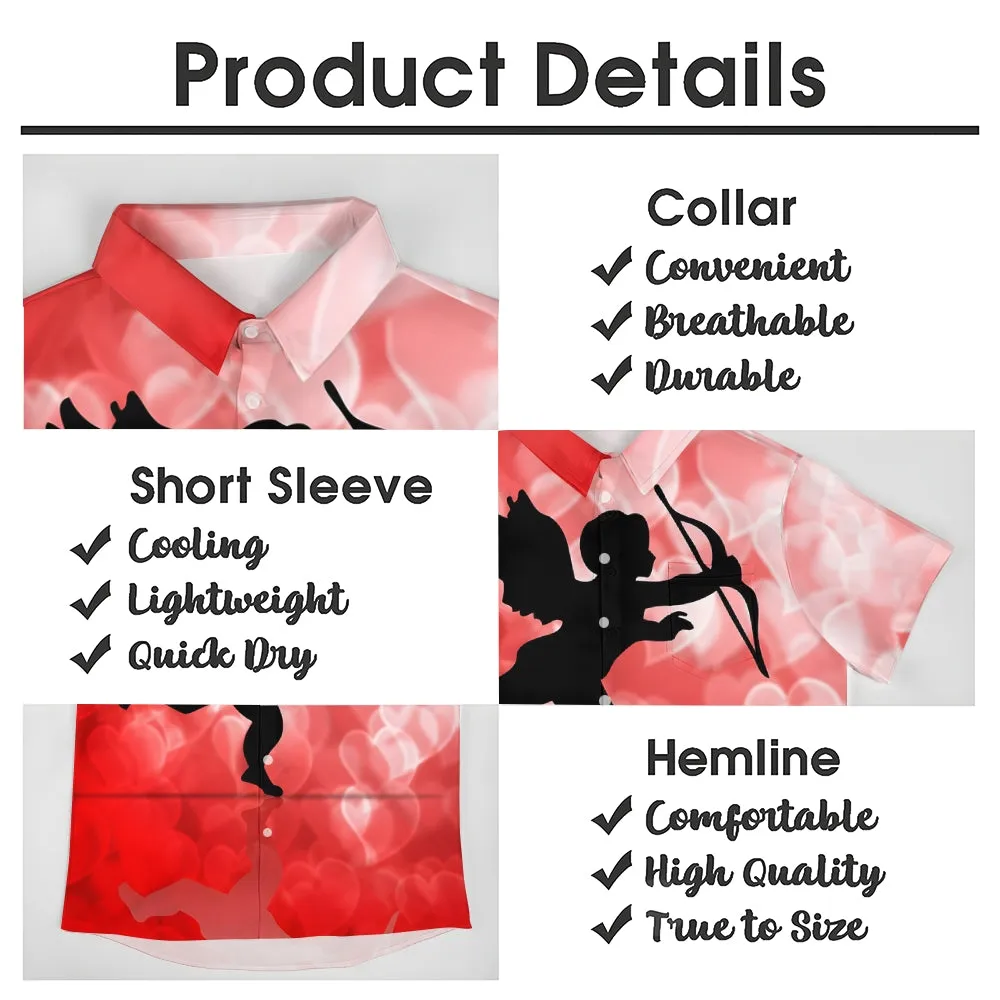 Valentine's Day Cupid Print Casual Short Sleeve Shirt 2411012899