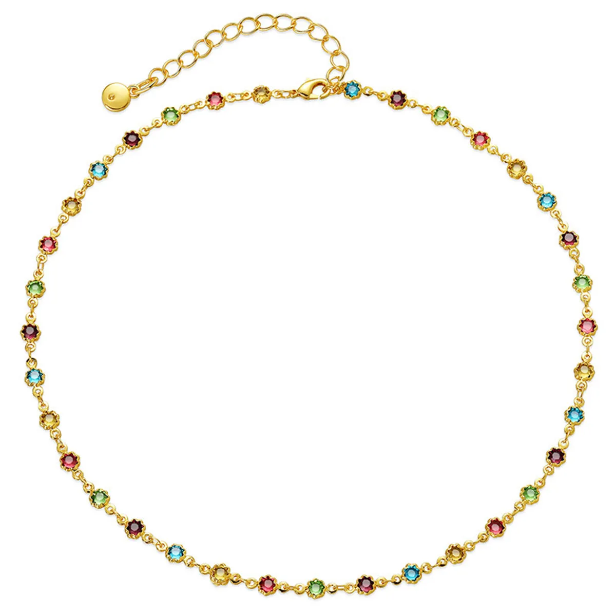 Vibrant Crystal & 18K Gold-Plated Floral Station Necklace