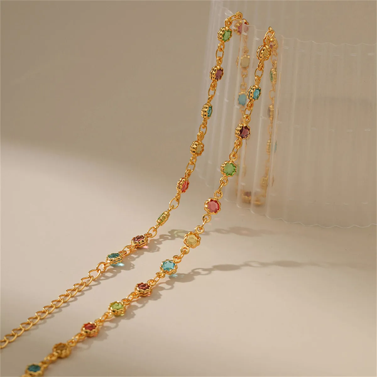 Vibrant Crystal & 18K Gold-Plated Floral Station Necklace