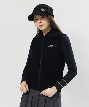 Vice Golf Atelier Women's Wide Collar Windproof Padded Knit Vest - Black