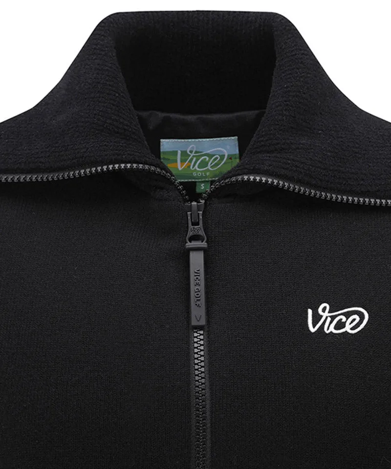 Vice Golf Atelier Women's Wide Collar Windproof Padded Knit Vest - Black