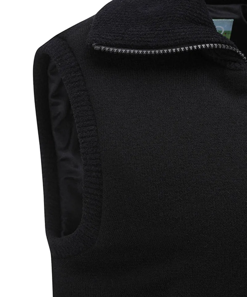 Vice Golf Atelier Women's Wide Collar Windproof Padded Knit Vest - Black