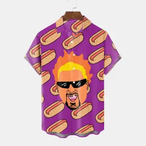 Vintage Cartoon FIERI Print Casual Large Size Short Sleeve Shirt