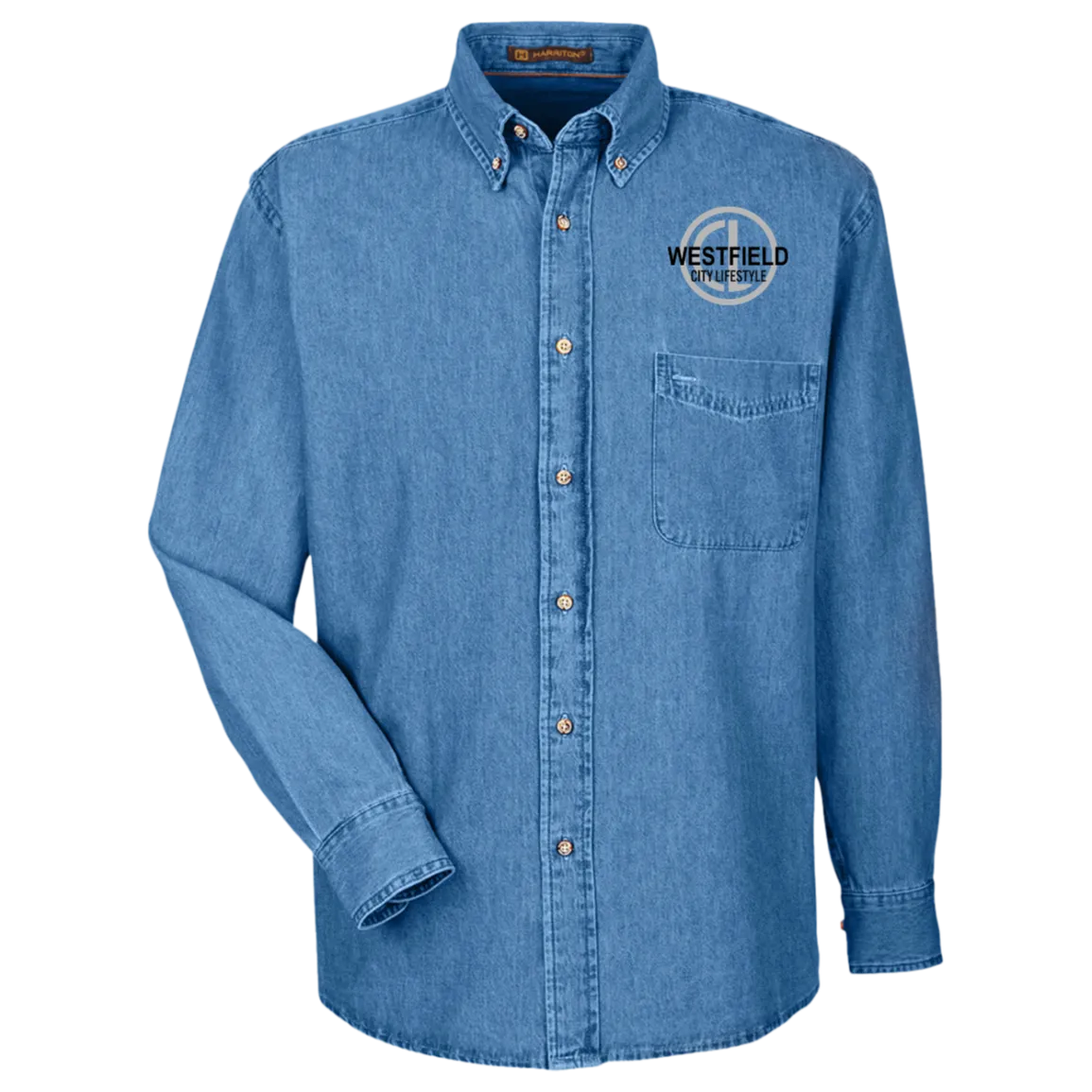 wade413 Harriton Mens Long Sleeve Denim Shirt