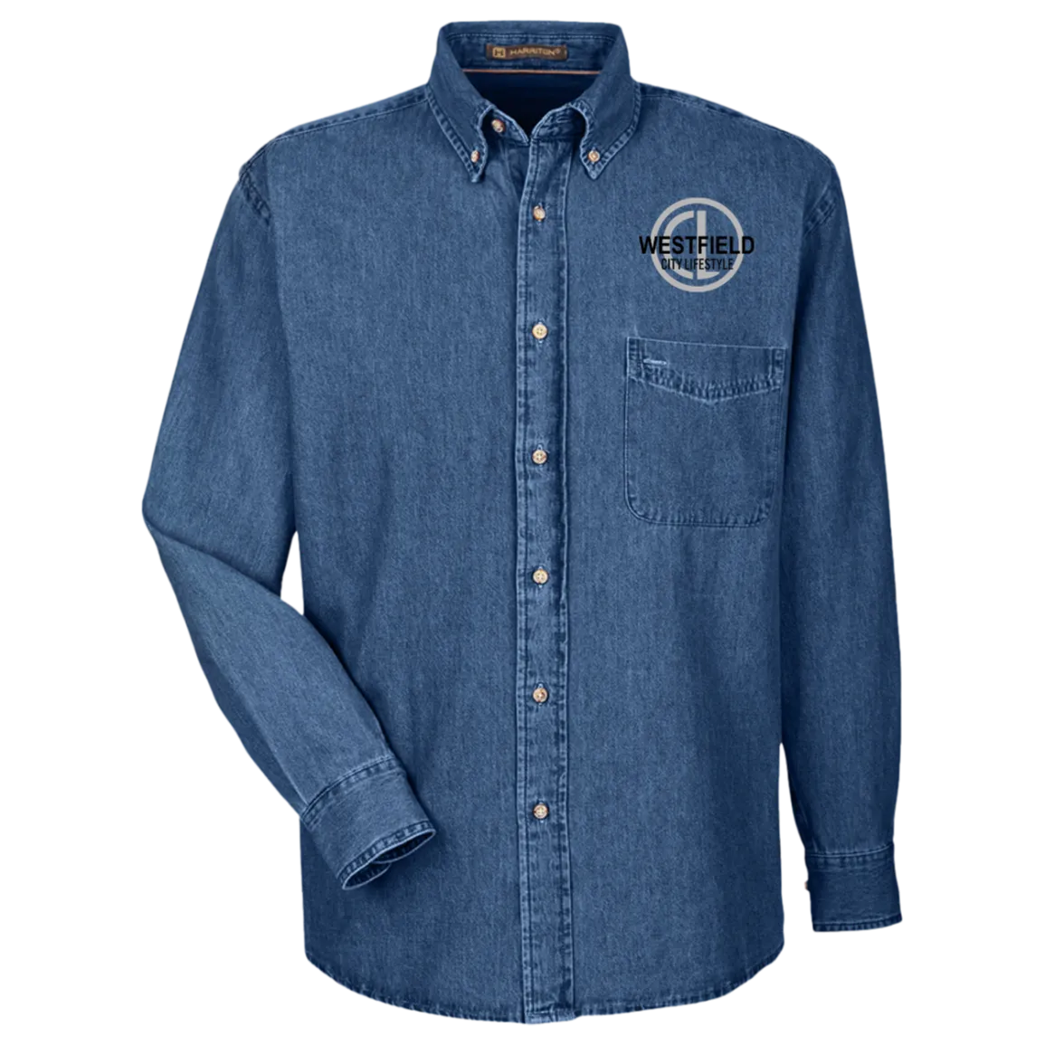 wade413 Harriton Mens Long Sleeve Denim Shirt