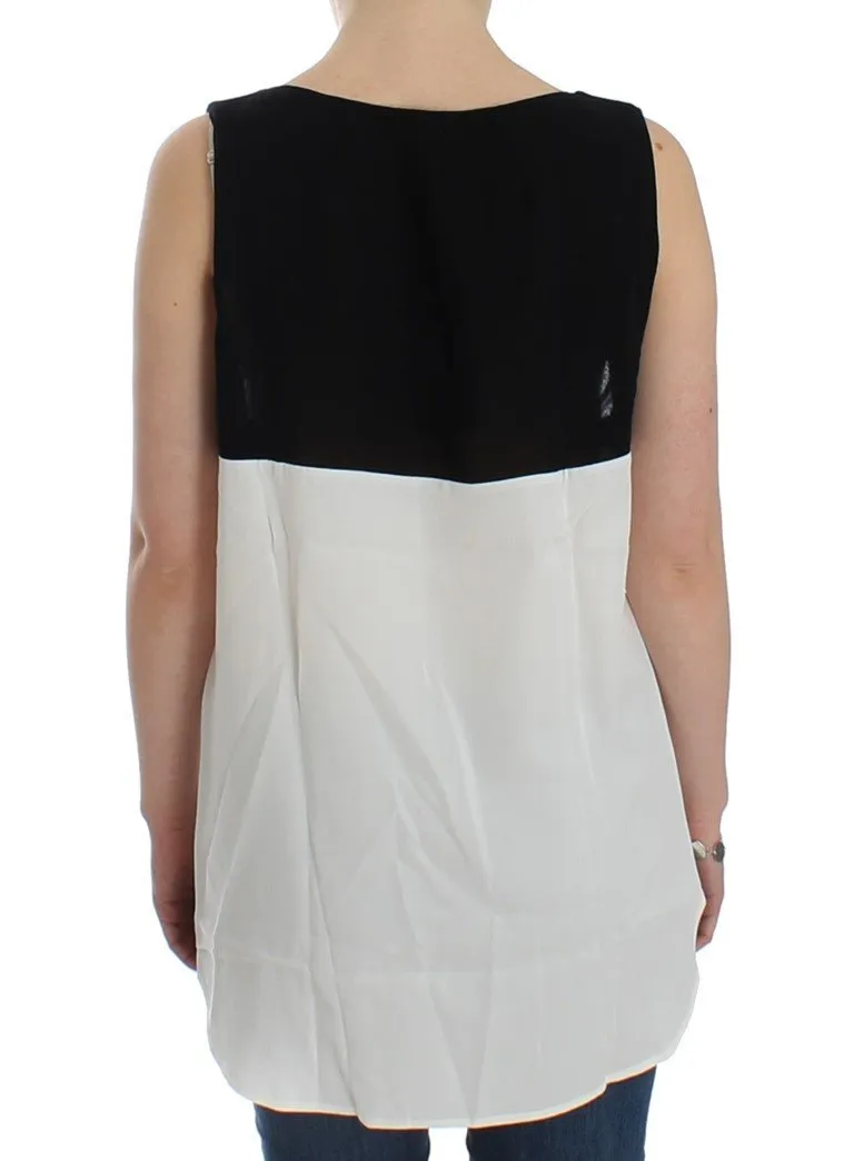 White sleeveless top