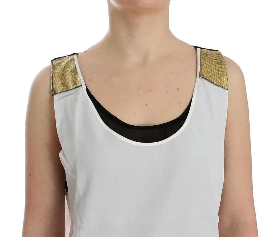White sleeveless top