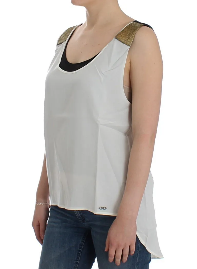 White sleeveless top