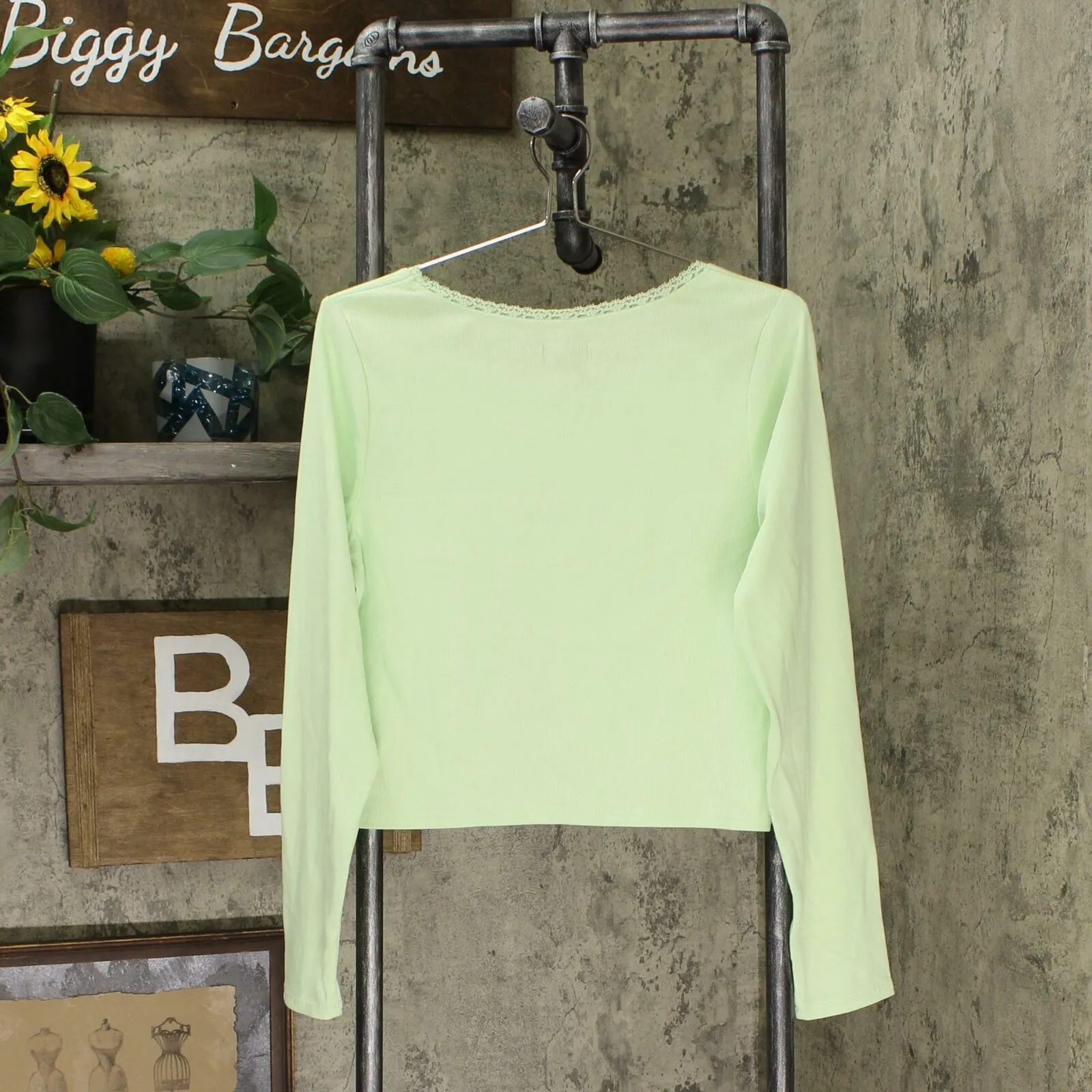 Wild Fable Women's Long Sleeve Crewneck Lace Trim T-Shirt