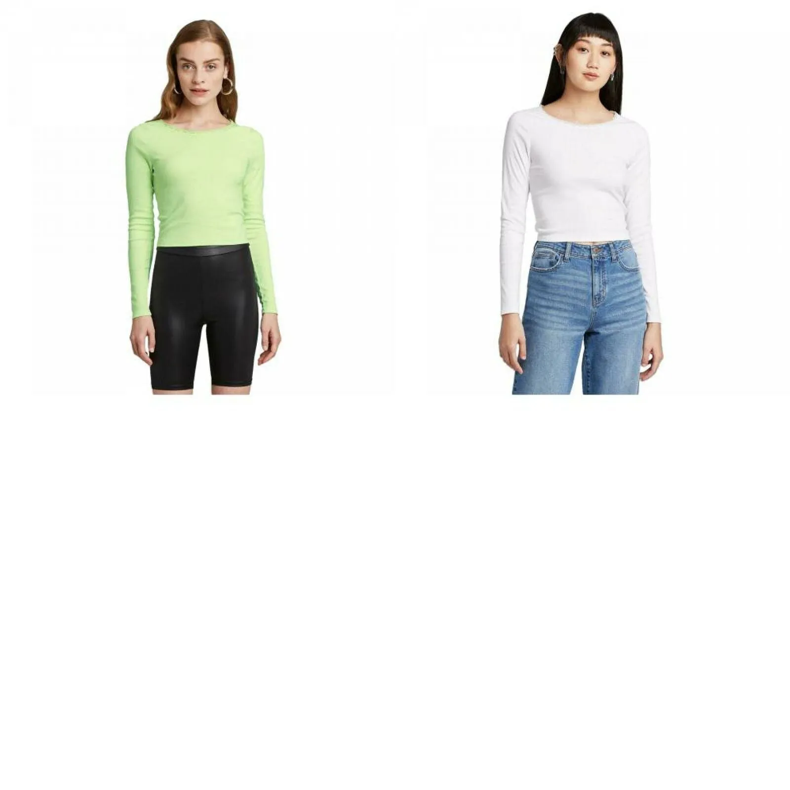 Wild Fable Women's Long Sleeve Crewneck Lace Trim T-Shirt