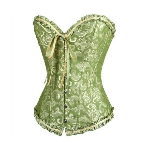 Women Bustier Corset Sexy Waist Slimming Green Bodice Overbust