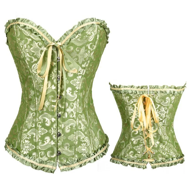 Women Bustier Corset Sexy Waist Slimming Green Bodice Overbust