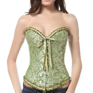 Women Bustier Corset Sexy Waist Slimming Green Bodice Overbust