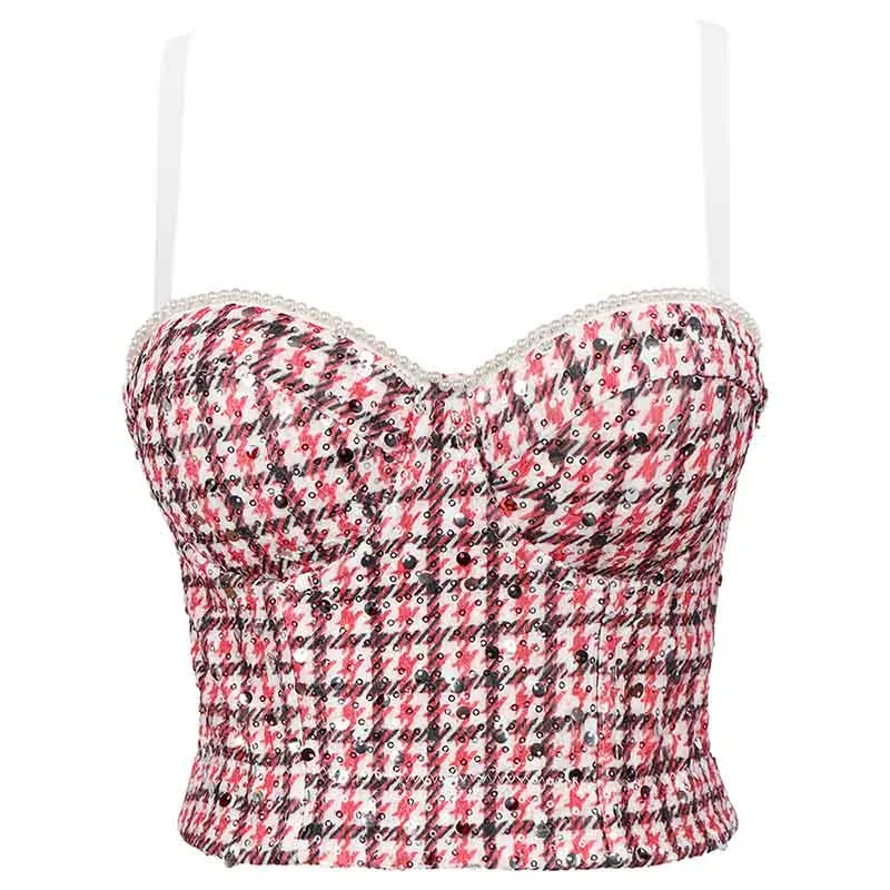 Women Bustier Crop Tops Floral Push Up Corset Bra Tank Top