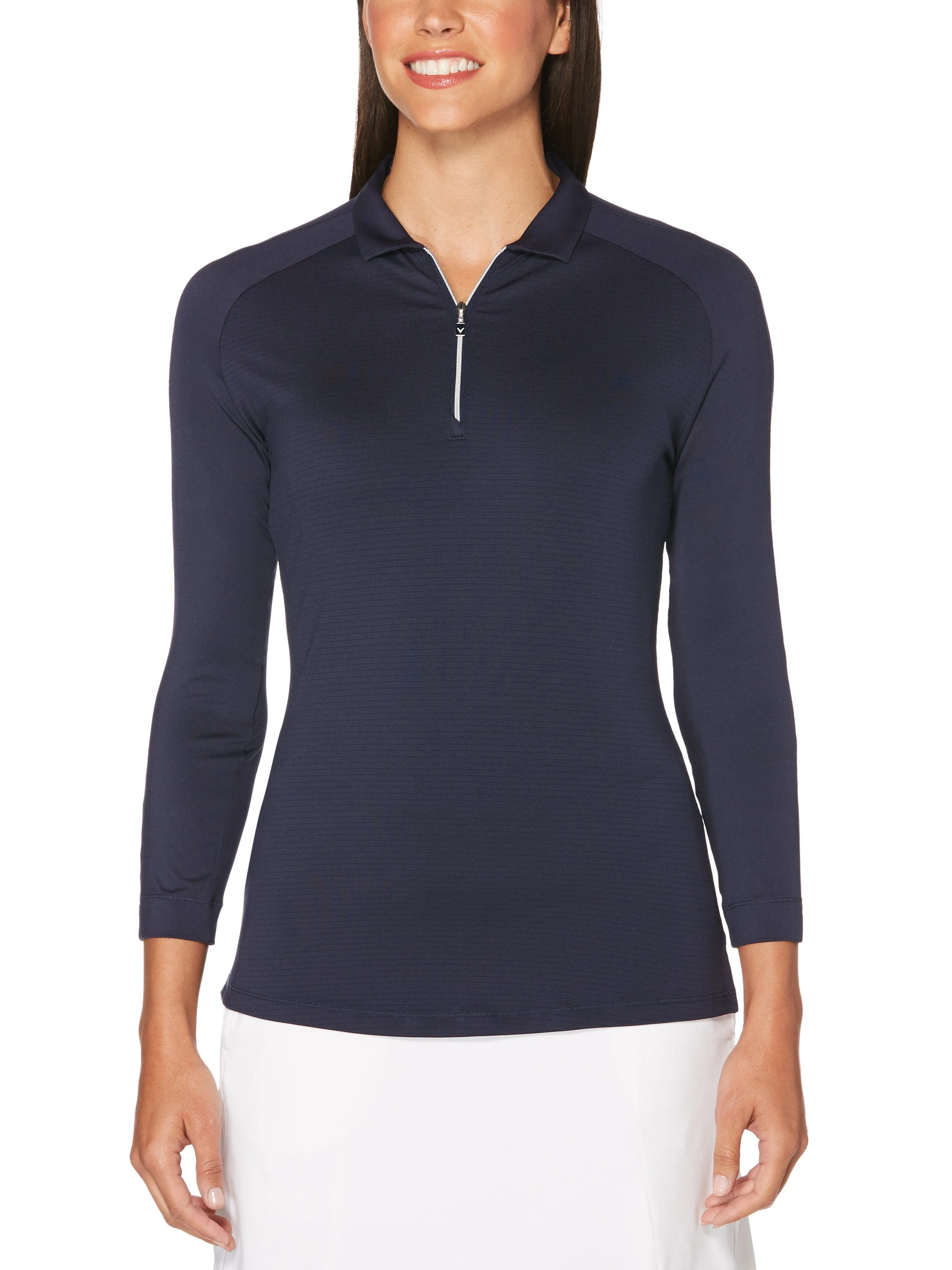 Womens 3/4 Sleeve Swing Tech™ Shadow Stripe Polo