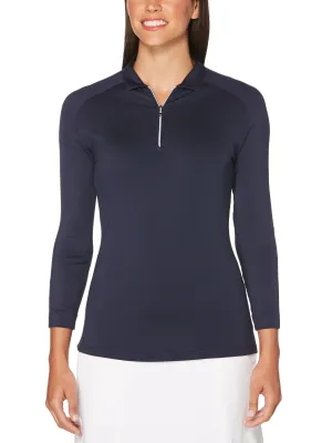 Womens 3/4 Sleeve Swing Tech™ Shadow Stripe Polo