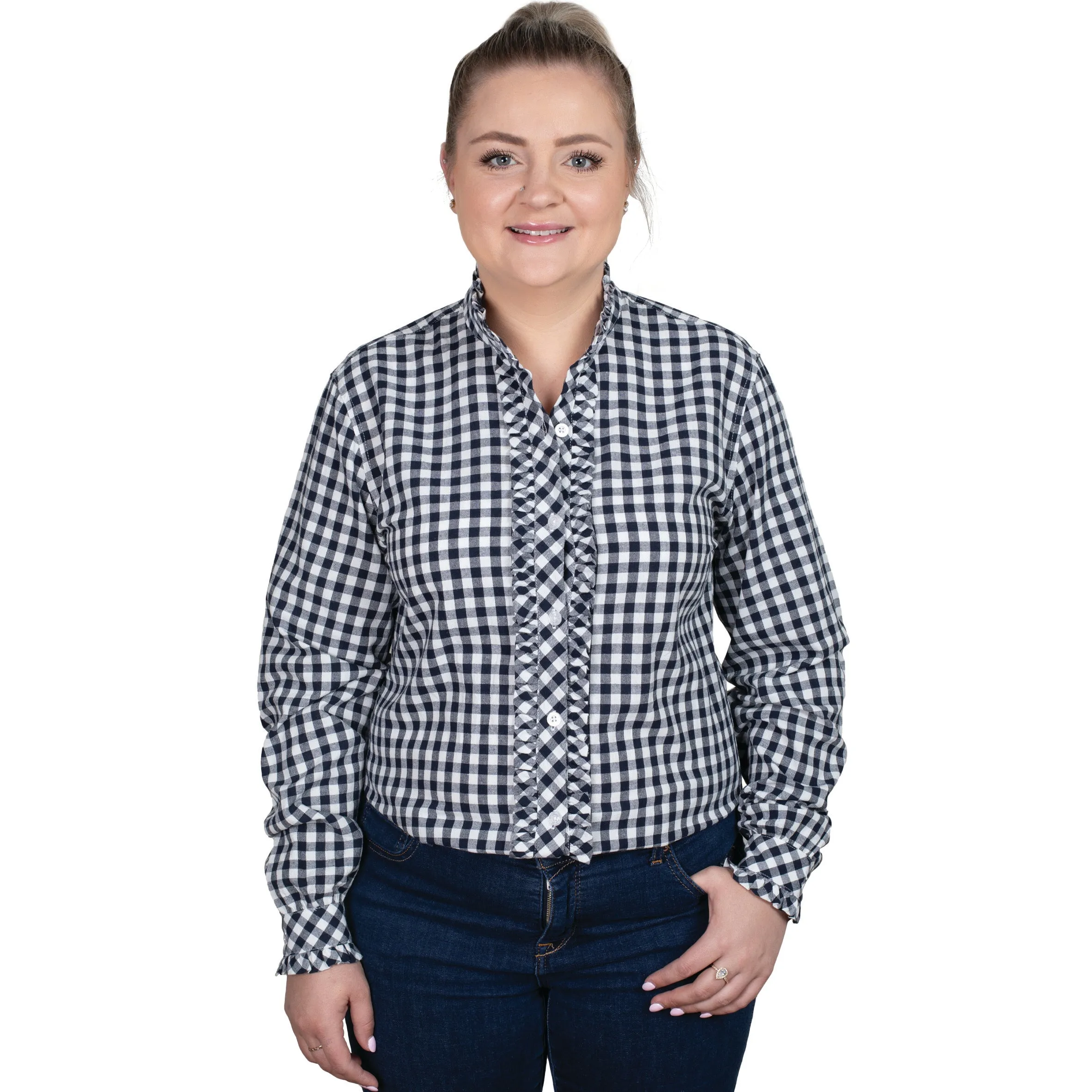 Women's Abbey Frills Full Button Print Workshirt