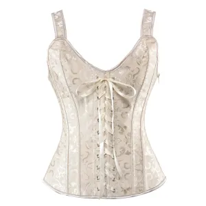 Women's Corset Bustier Gothic Jacquard Shoulder Straps Tank Overbust
