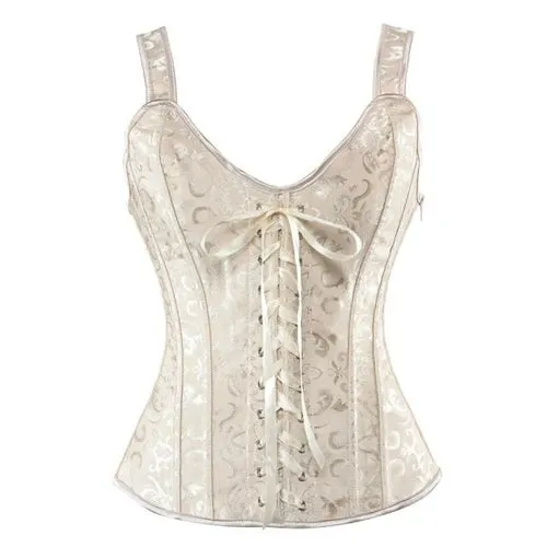 Women's Corset Bustier Gothic Jacquard Shoulder Straps Tank Overbust