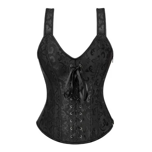 Women's Corset Bustier Gothic Jacquard Shoulder Straps Tank Overbust