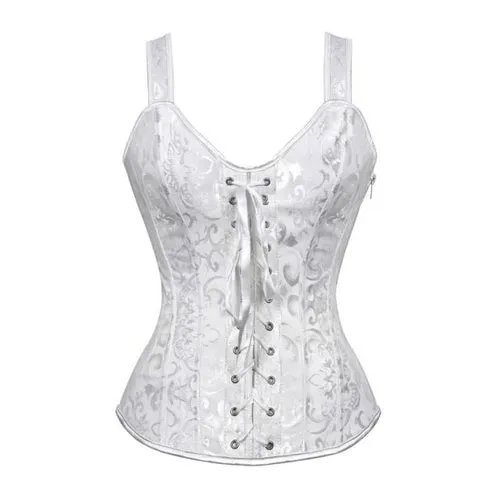 Women's Corset Bustier Gothic Jacquard Shoulder Straps Tank Overbust