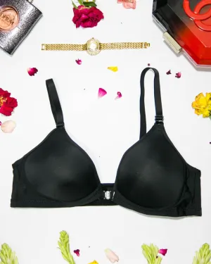 Women's Front Open Black Bra - Push Up Bra, Single Padded Bra