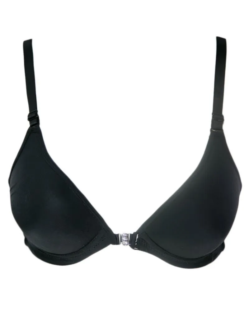 Women's Front Open Black Bra - Push Up Bra, Single Padded Bra