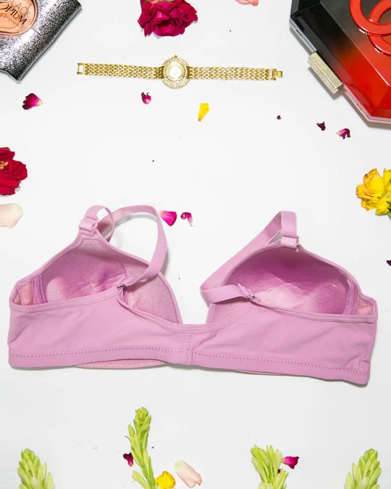 Women's Front Open Lavender Bra - Push Up Bra, Single Padded Bra