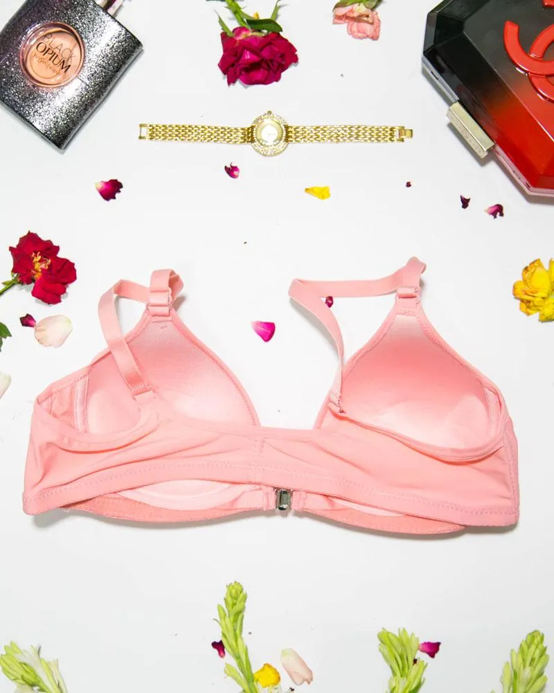 Women's Front Open Peach Bra - Push Up Bra, Single Padded Bra