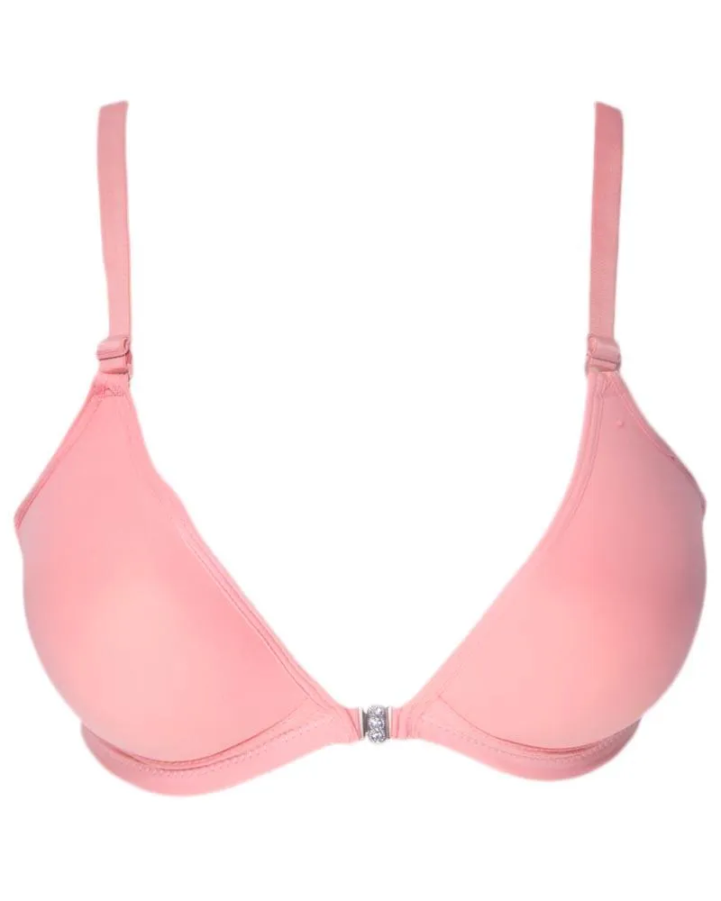 Women's Front Open Peach Bra - Push Up Bra, Single Padded Bra