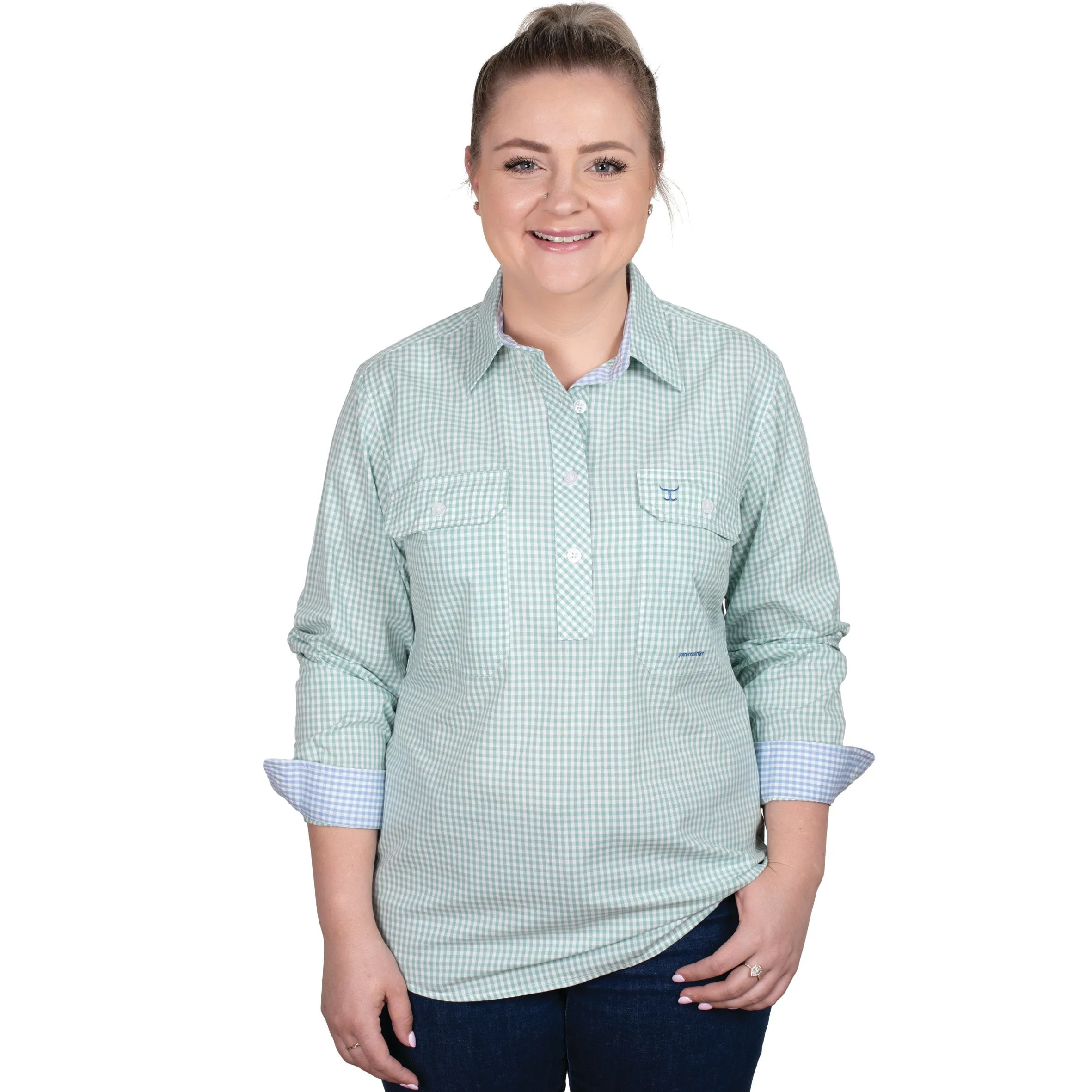 Women's Georgie Half Button Print Workshirt