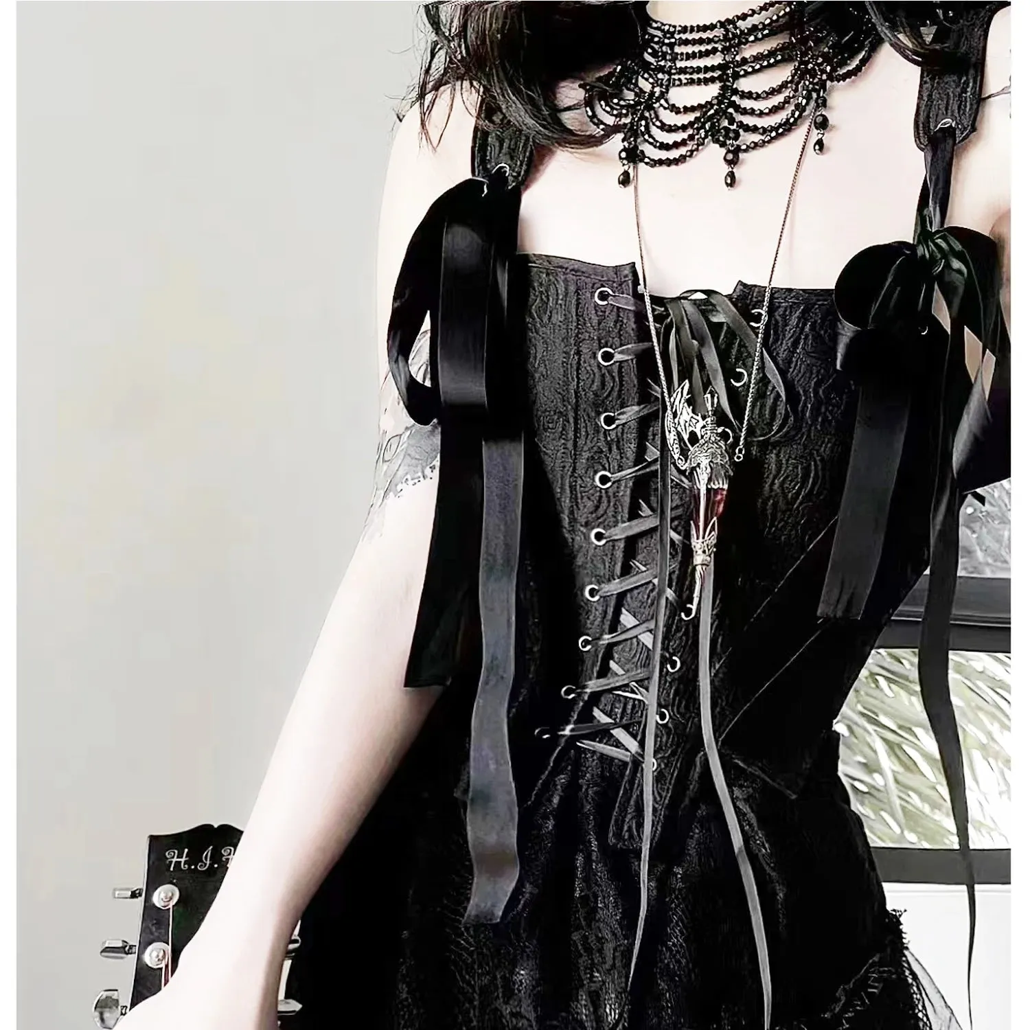 Women's Gothic Corset Vest Women Strappy Jacquard Crop Top Summer Slim Fit Camisole Bustier