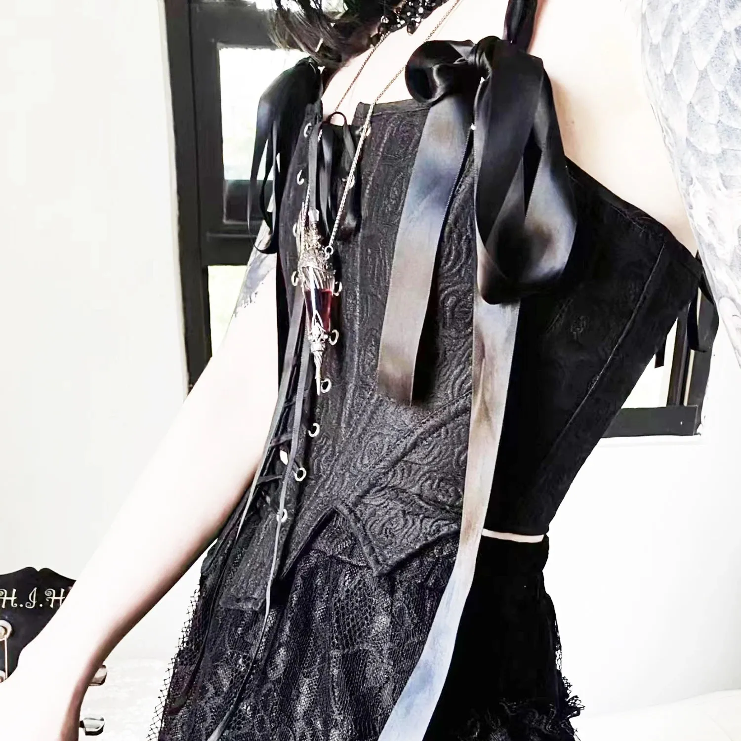 Women's Gothic Corset Vest Women Strappy Jacquard Crop Top Summer Slim Fit Camisole Bustier