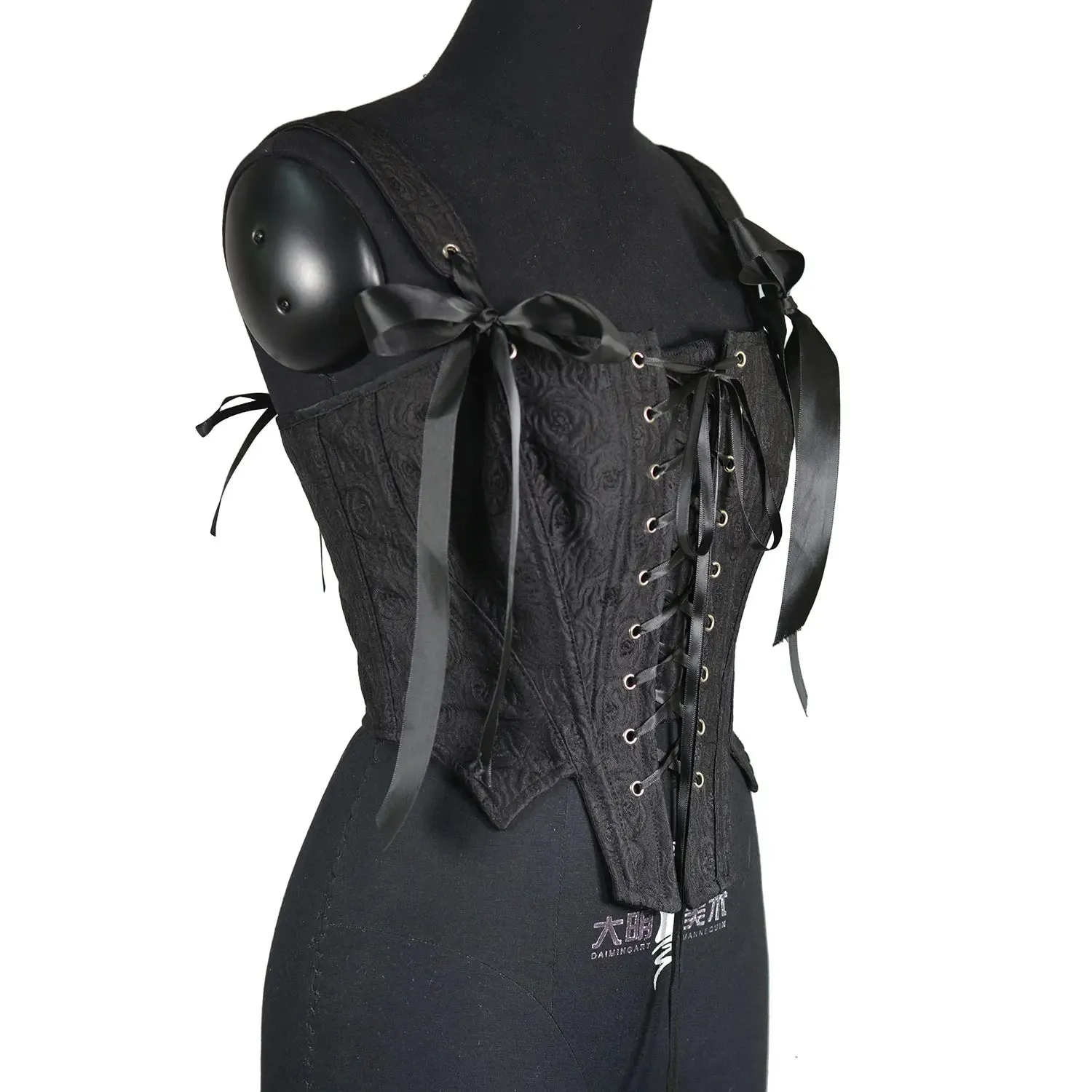 Women's Gothic Corset Vest Women Strappy Jacquard Crop Top Summer Slim Fit Camisole Bustier