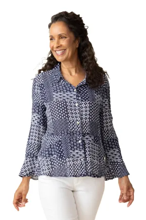 Women's Habitat Viscose Rayon Medley Double Flounce Shirt Indigo