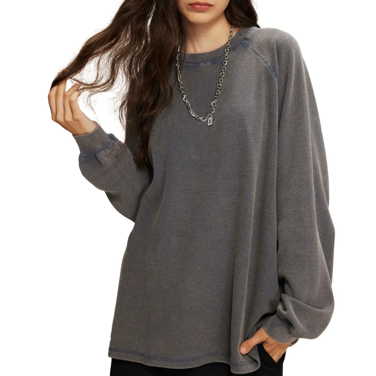 Women's Heavyweight Waffle-knit Long Sleeve T Shirt