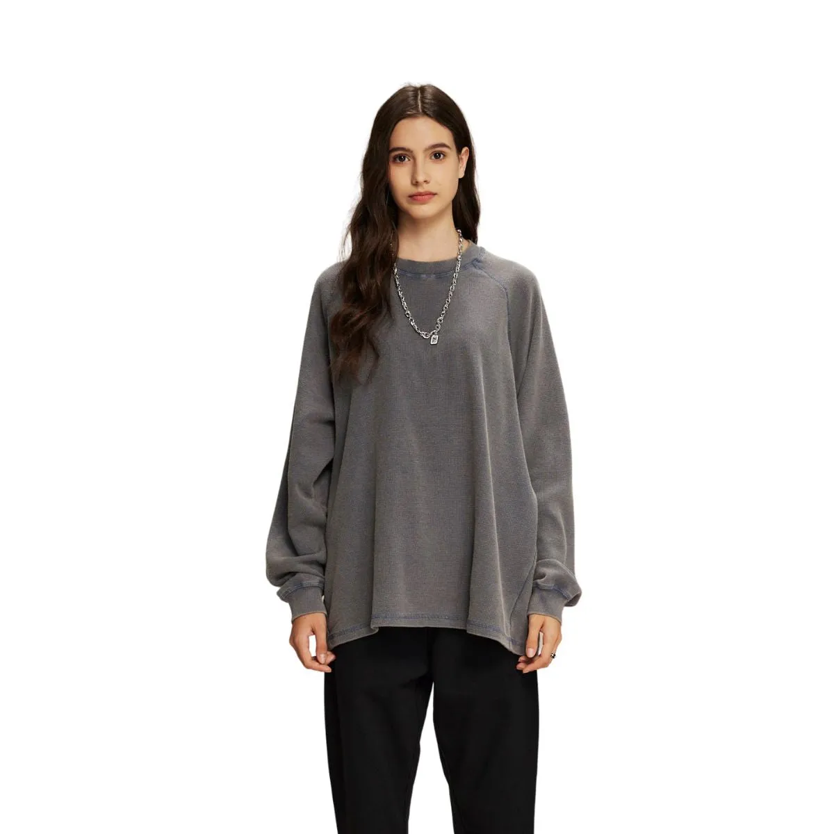 Women's Heavyweight Waffle-knit Long Sleeve T Shirt