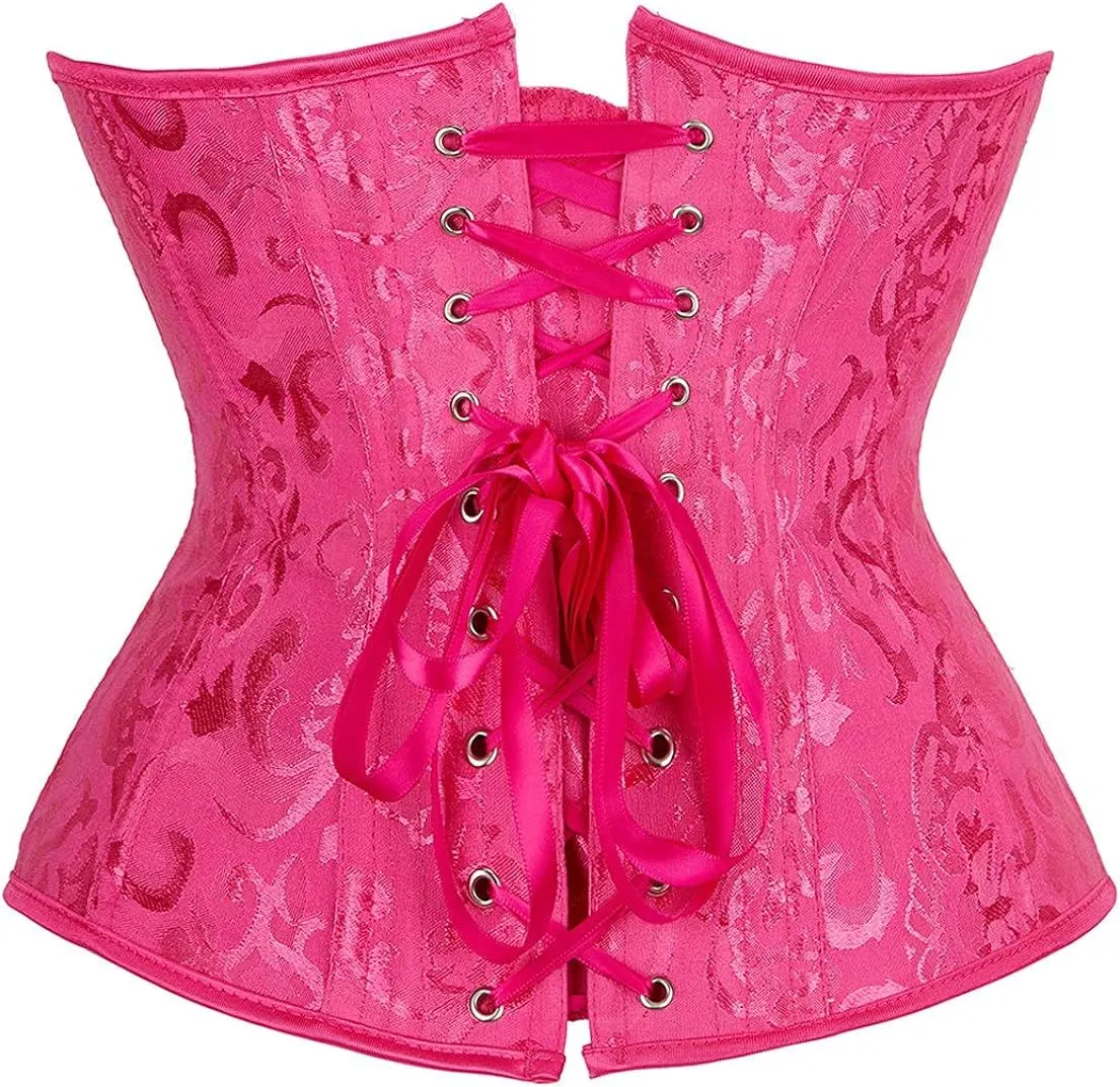 Women's Lace Up Boned Jacquard Brocade Underbust Waist Trainer Corset