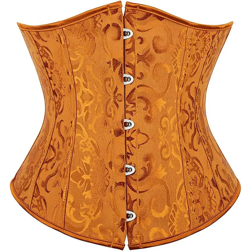 Women's Lace Up Boned Jacquard Brocade Underbust Waist Trainer Corset