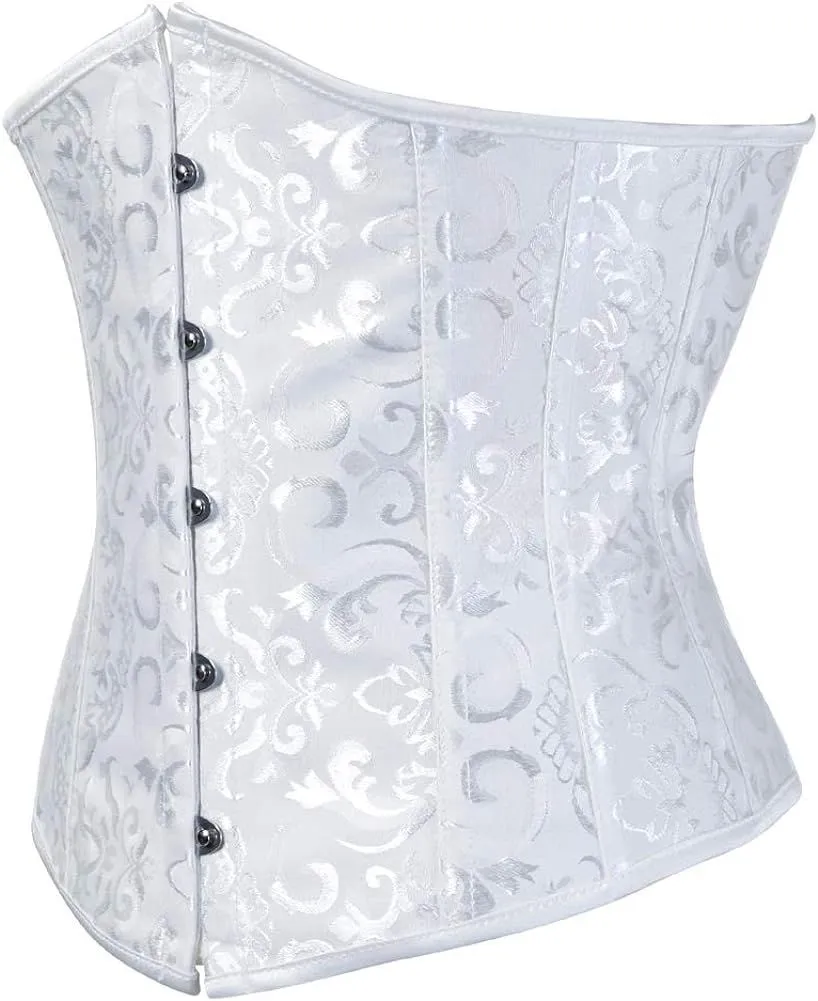 Women's Lace Up Boned Jacquard Brocade Underbust Waist Trainer Corset
