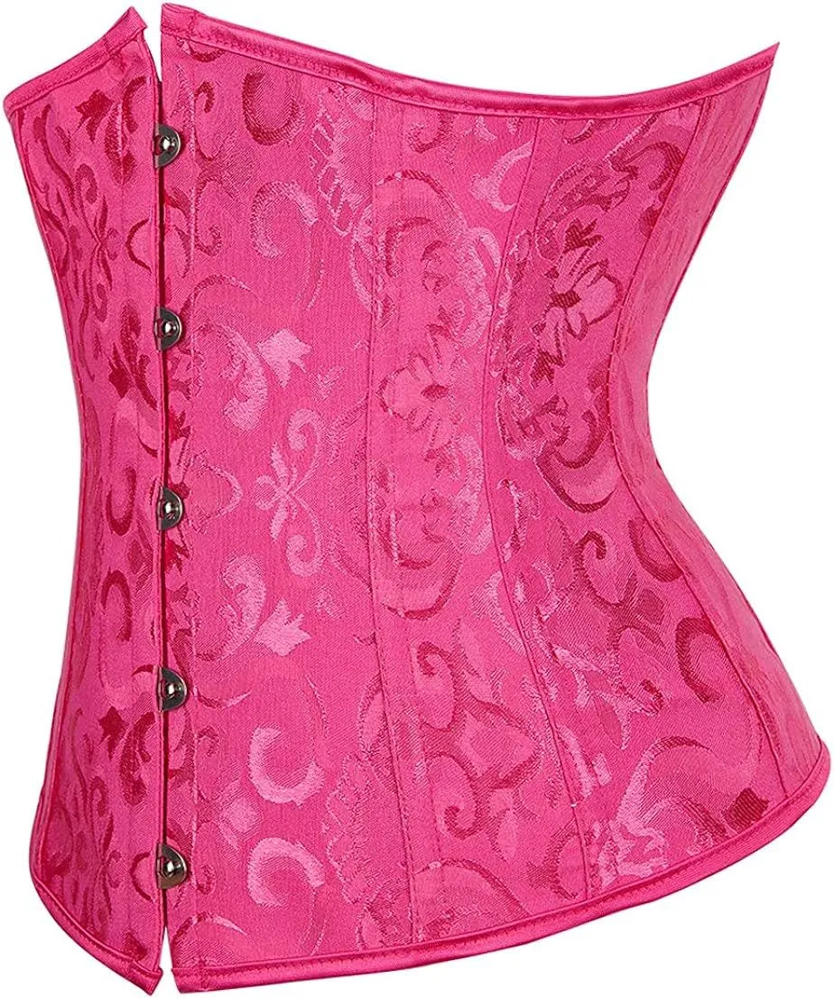 Women's Lace Up Boned Jacquard Brocade Underbust Waist Trainer Corset
