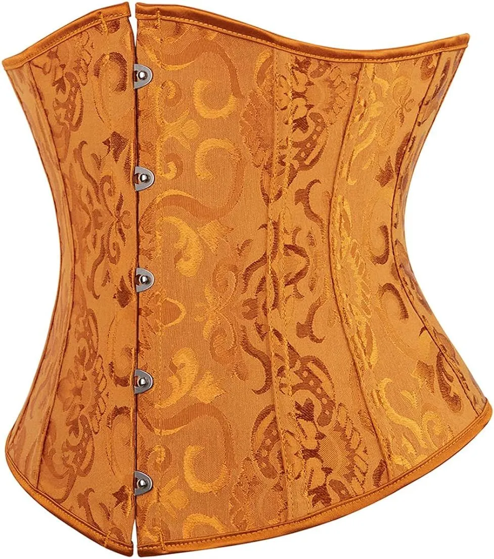 Women's Lace Up Boned Jacquard Brocade Underbust Waist Trainer Corset